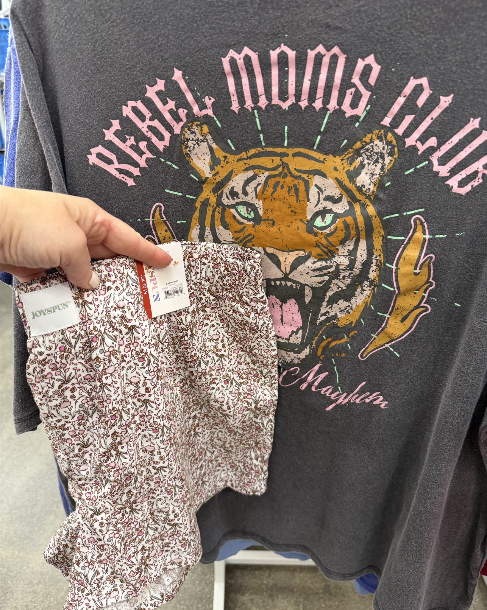Cute comfy outfit spotted at Walmart- Rebel moms Club oversized t-shirt with a pair of Joyspun boxer shorts. #walmart #walmartfinds #comfyclothes #rebelmomsclub #mothersday #mom #momoutfit 

#LTKmomlife #LTKMidsize #LTKootd