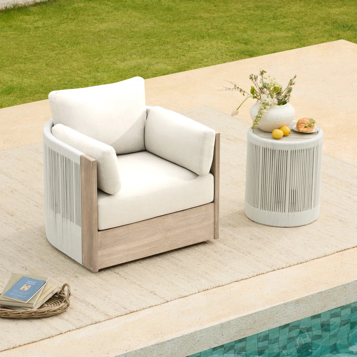 360° Swivel Rope-Woven Solid Wood Outdoor Chair | Wayfair North America