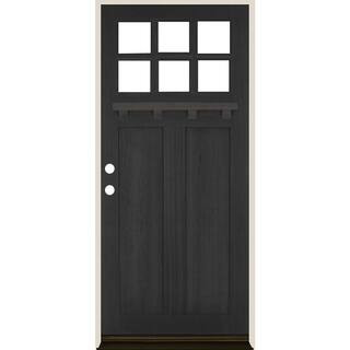 Krosswood Doors 36 in. x 80 in. Craftsman Right Hand 6-LIte Black Stain Douglas Fir Prehung Front... | The Home Depot