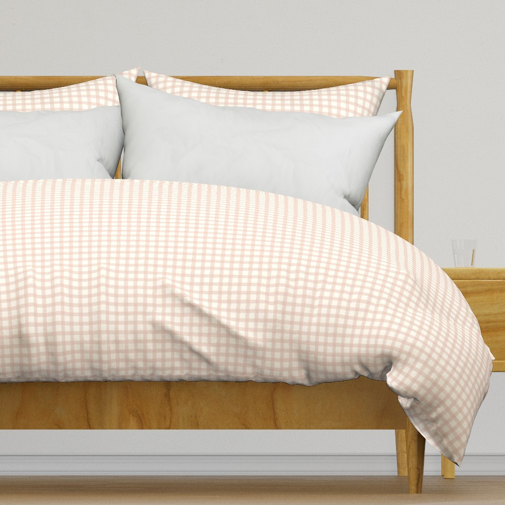 Classic Hand Painted Gingham in Vintage Washed Soft Petal Pink Duvet Cover | Spoonflower | Spoonflower