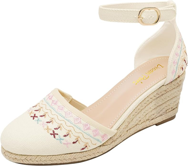 DREAM PAIRS Women's Espadrilles Closed Toe Ankle Strap Dressy Platform Wedge Sandals | Amazon (US)
