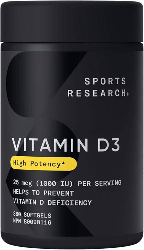 Sports Research Vitamin D3 1,000 IU with Coconut Oil - Vitamin D for Healthy Bones, Teeth, and Ma... | Amazon (CA)