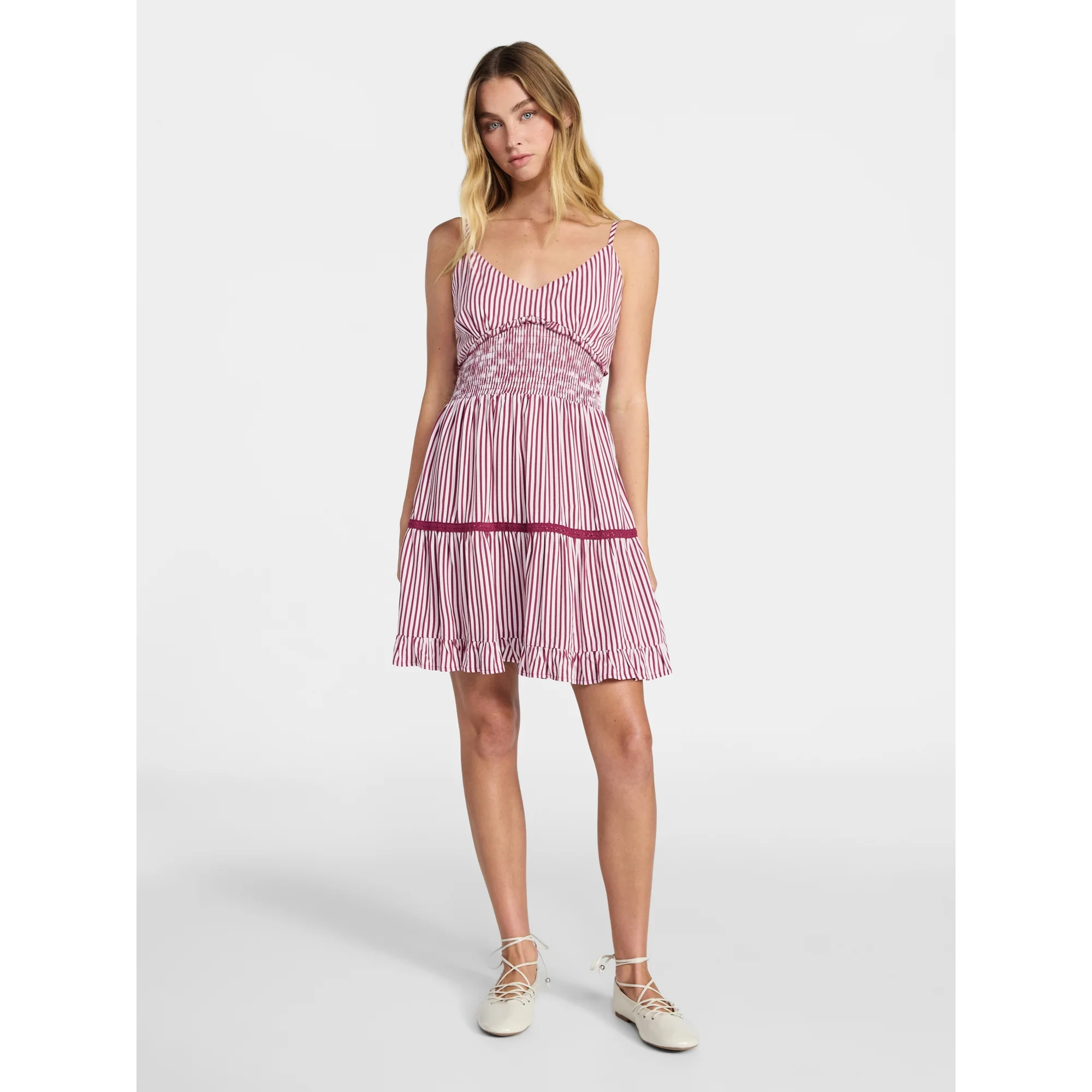 No Boundaries Ruffle Smocked Mini Dress, Women's XXS-XXL | Walmart (US)