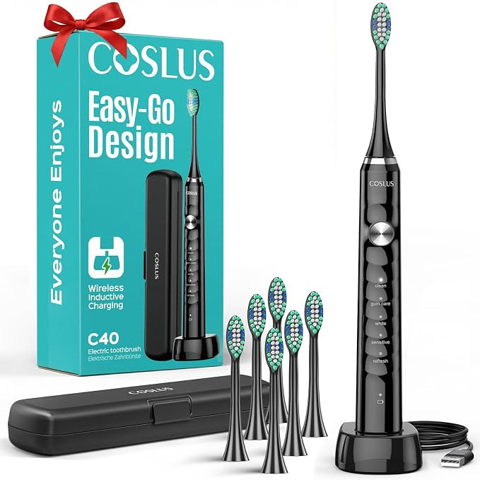 COSLUS Sonic Electric Toothbrush for Adults C40(DY-108Pro): 47000 VPM for Deep Cleaning with Trav... | Amazon (US)