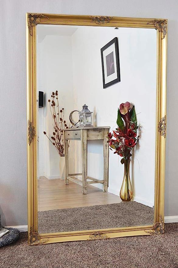 MirrorOutlet X Large Gold Antique Bevelled Dressing Wall Mirror 5Ft6 X 3Ft6 (168cm X 107cm) | Amazon (US)