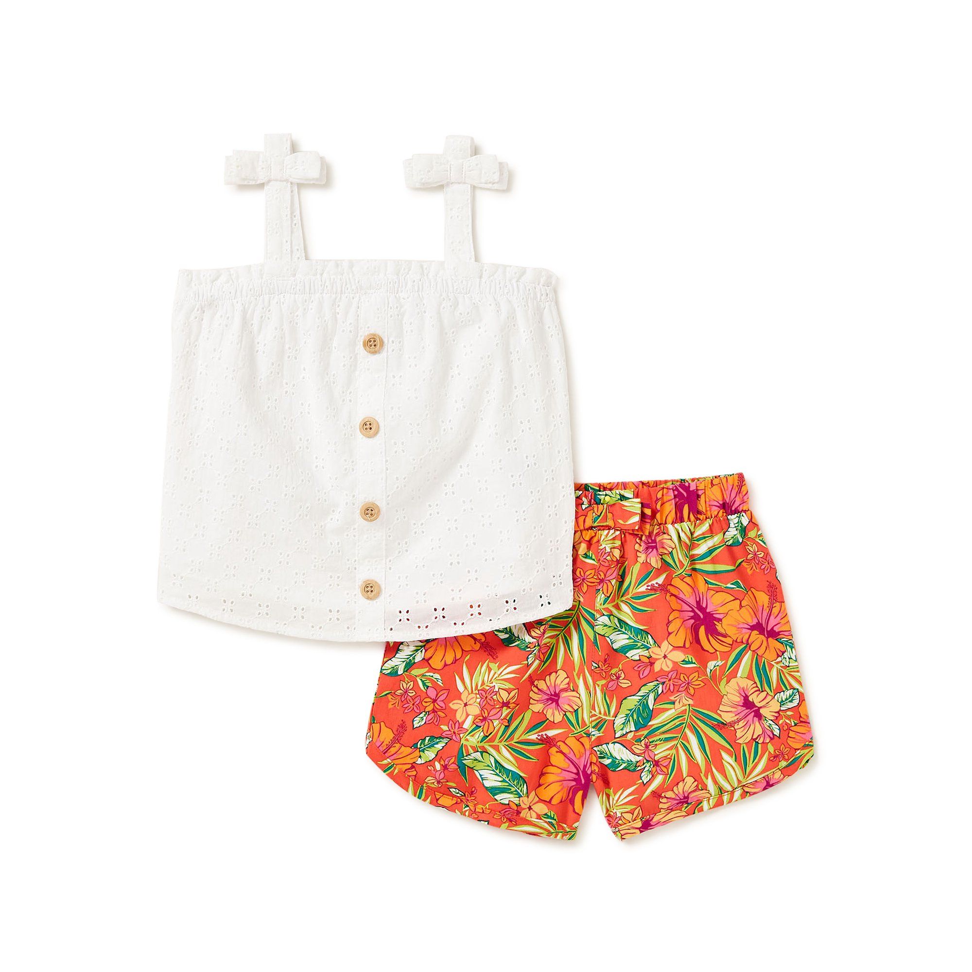 Wonder Nation Baby & Toddler Girls' Tank Top and Shorts Set,12 Months-5T | Walmart (US)