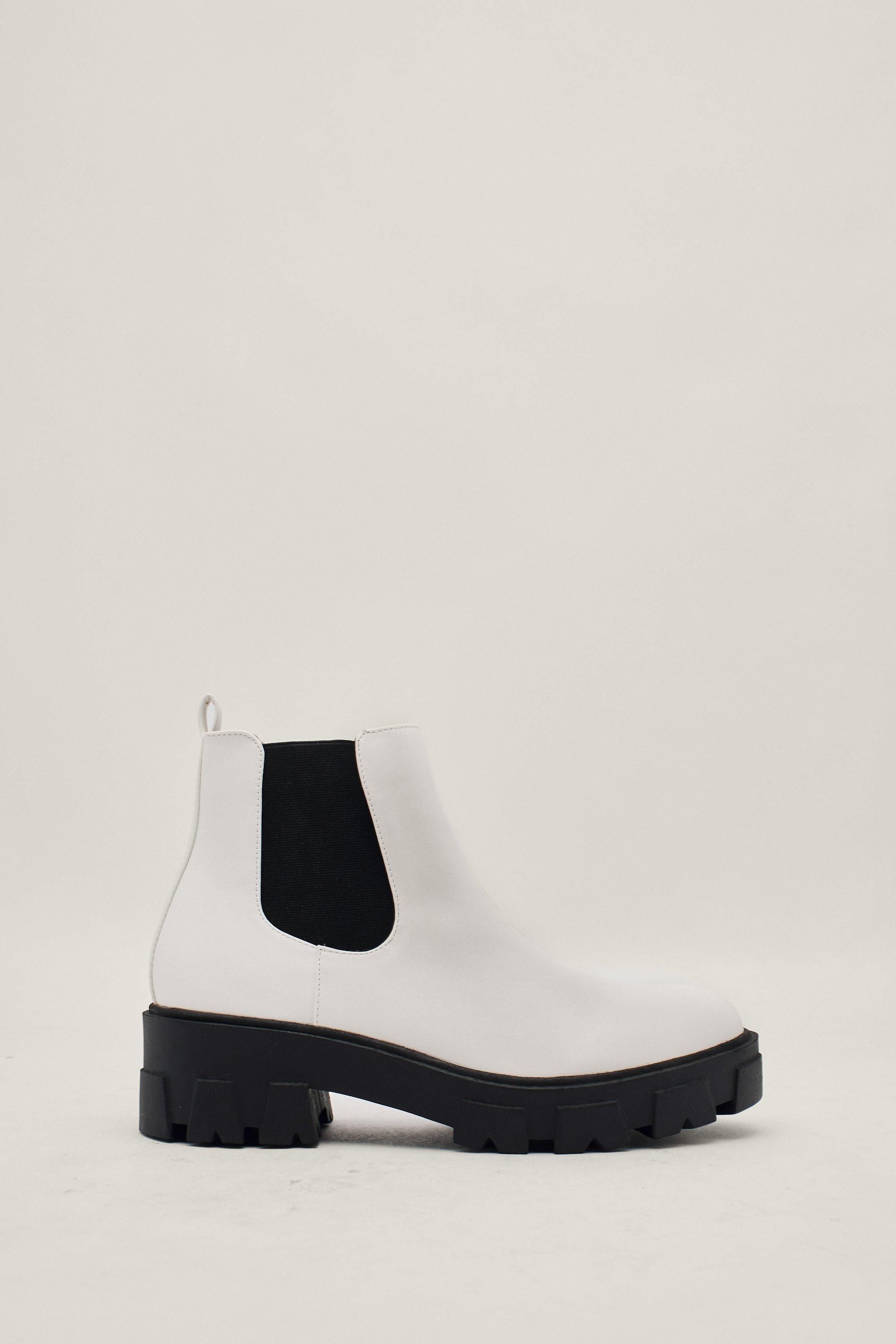 Cleated Faux Leather Chelsea Boots | Nasty Gal (US)