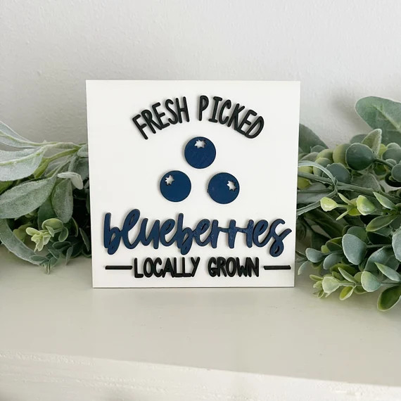 Fresh Picked Blueberries Sign Blueberry Themed Decor Tiered | Etsy | Etsy (US)