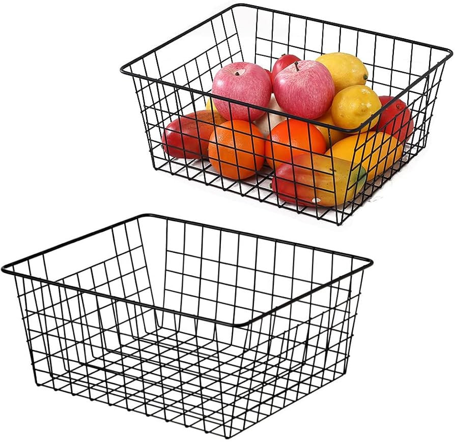 Aeggplant Kitchen Wire Baskets Farmhouse Decor Metal Food Storage Organizer,Household Refrigerato... | Amazon (US)