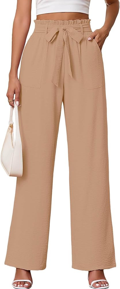 Heymoments Women's Wide Leg Lounge Pants with Pockets Lightweight High Waisted Palazzo Adjustable... | Amazon (US)