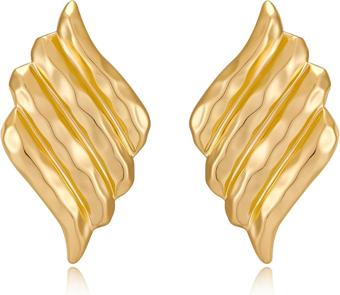 Large Gold Statement Chunky Stud Earrings for Women Trendy Vintage Large Gold Geometric Earrings ... | Amazon (US)