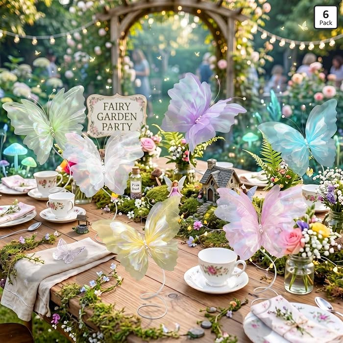Amyhill 6 Pcs Butterfly Party Decorations Table Centerpiece Large Double Layer 3D Silk Butterflie... | Amazon (US)
