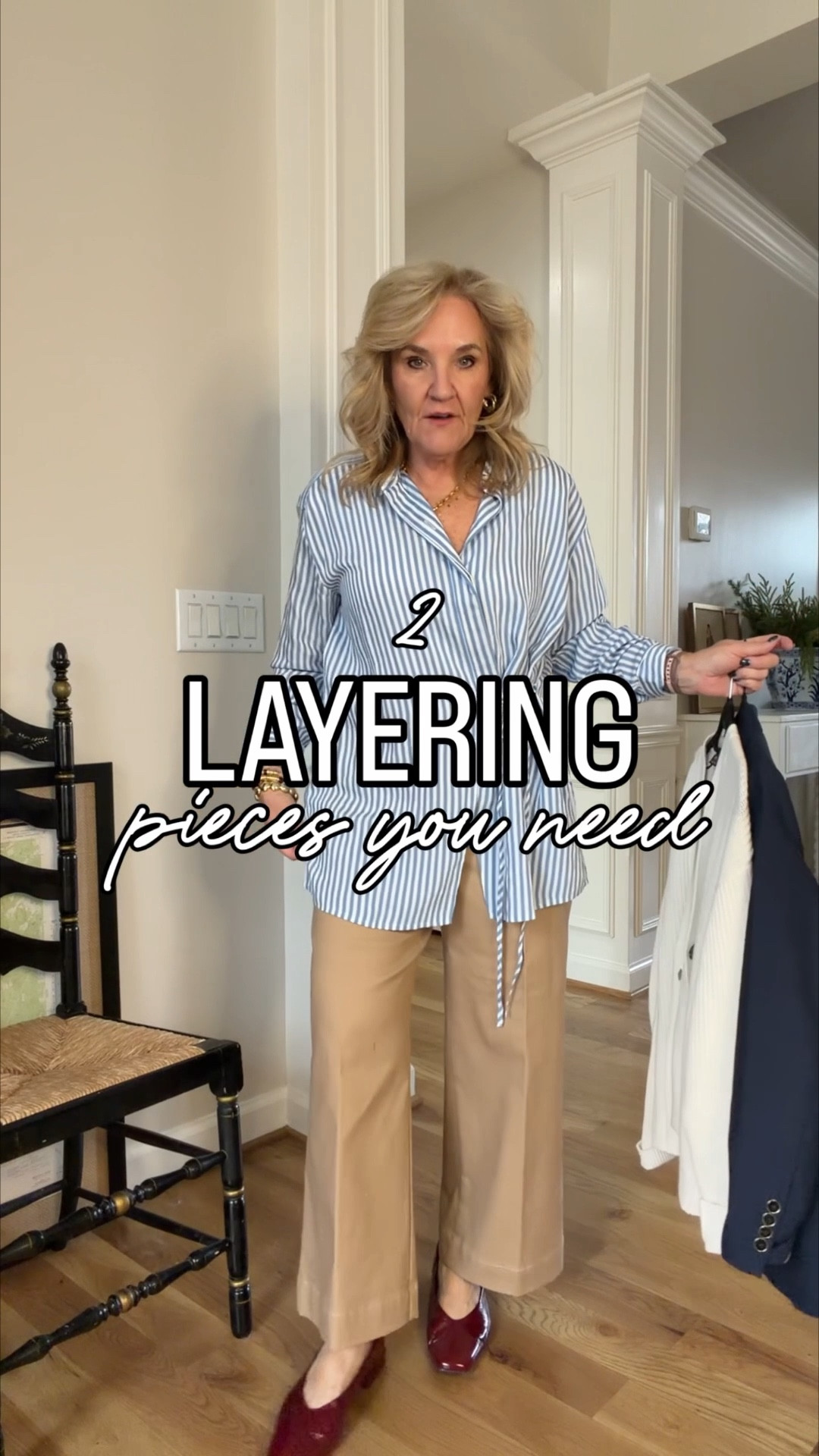 Update your office outfits with these classic pieces but in updated on trend silhouettes

Blouse size medium 
Khakis size 8 
Navy blazer 10 petite 
Cashmere cardigan size medium also linking a couple cotton cardigans 
Merlot flats true to size 
Gucci bag. I’ll link a few great bag options too  

#LTKSaleAlert #LTKWorkwear #LTKOver40