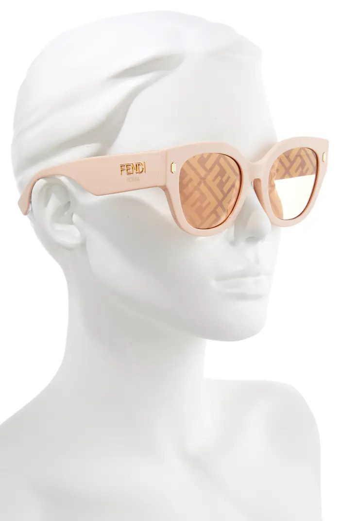 53mm Logo Lens Round Sunglasses | Nordstrom Rack