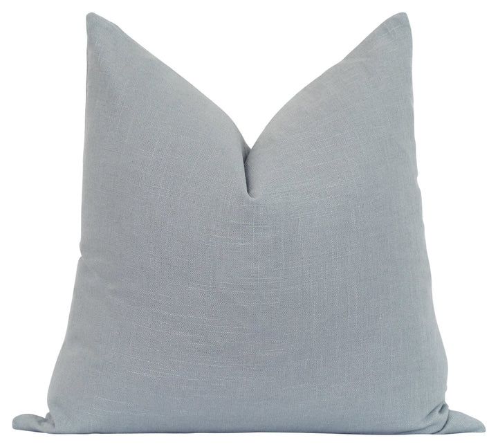 Solid Rain Blue Linen Pillow | Land of Pillows