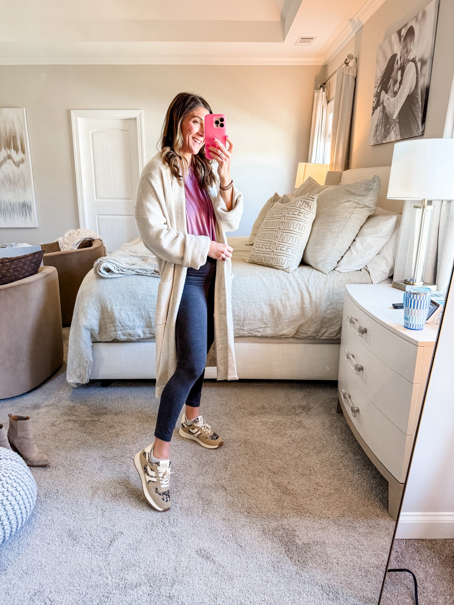 Outfit details (and similar options) linked below

Tee: can’t link exact but linked a very similar option of another crop tee that I have and love
Sweater/Cardigan/Duster is SO cozy! On sale 20% off on Amazon. Comes in other colors. Runs big. I got a small
Linked leggings (6/25in) 
Sneakers are on major sale too!  I went up half a size to 8.5! 

Loopy case is 10% off with code: watsonansley10

Click to shop!

Duster | cardigan | sweater | dressy | casual | crop tee | leggings | Lululemon align | stretchy | shoes | sneakers | leopard | Nordstrom | cross necklace | loopy phone case | mom fit | travel | beach sweater | airplane | cozy | winter | fall 





#LTKActive #LTKSeasonal #LTKSaleAlert