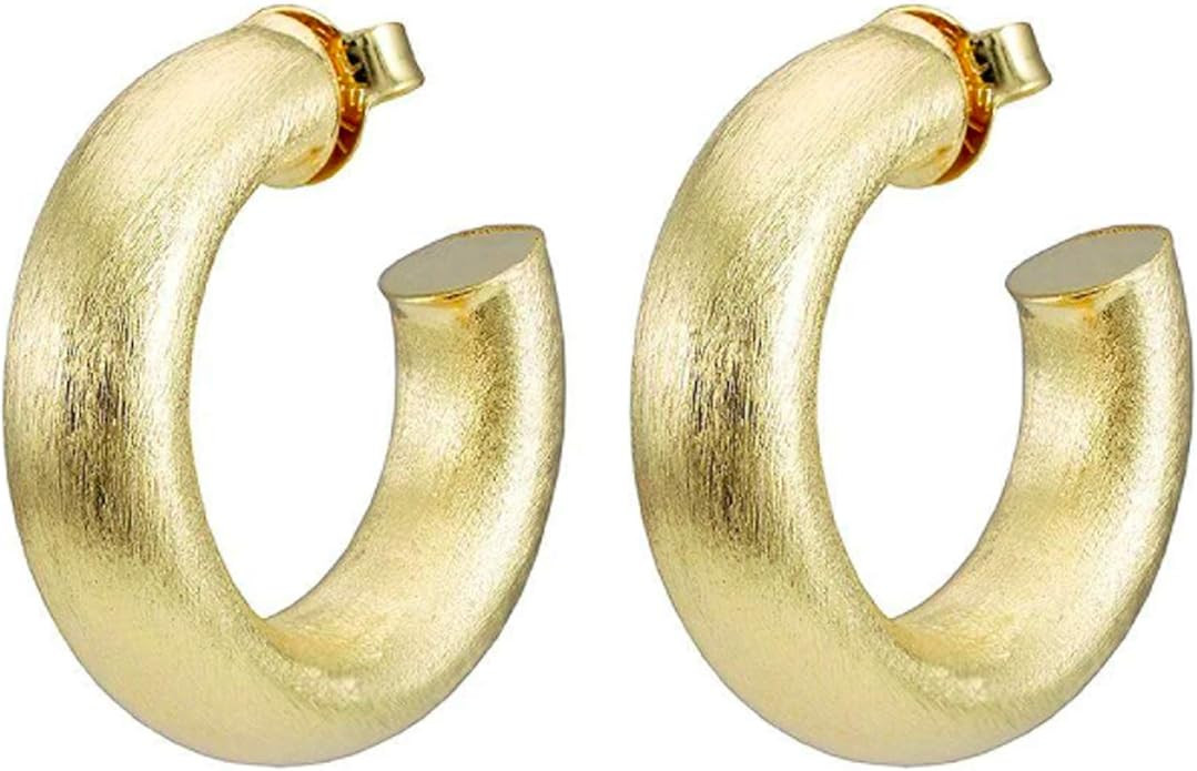 Sheila Fajl Thick Small Chantal Hoop Earrings in Brushed Gold Plated | Amazon (US)