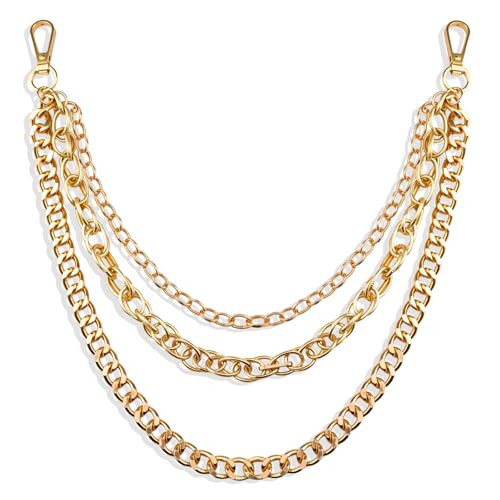Gold Belt Wallet Chain for Women Men - Stainless Steel Pants Pocket Keychain Accessories, Durable Punk Jean Chain Belt Hip Hop Goth Accessory for Jeans & Belts with Lobster Clasp | Amazon (US)