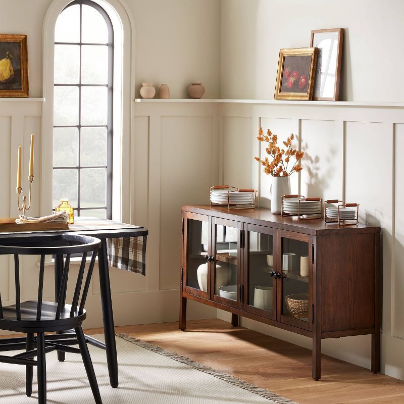 Wood & Glass 4-Door Buffet Sideboard Brown - Hearth & Hand™ with Magnolia | Target