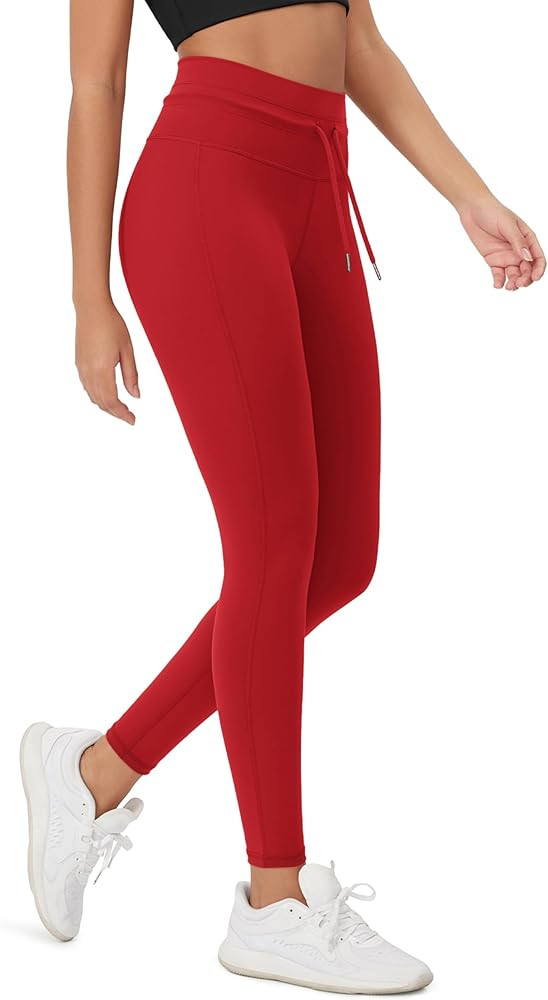 ODODOS Women's Drawstring Tie Daily Leggings 25" / 28" High Waist Workout Yoga Pants | Amazon (US)