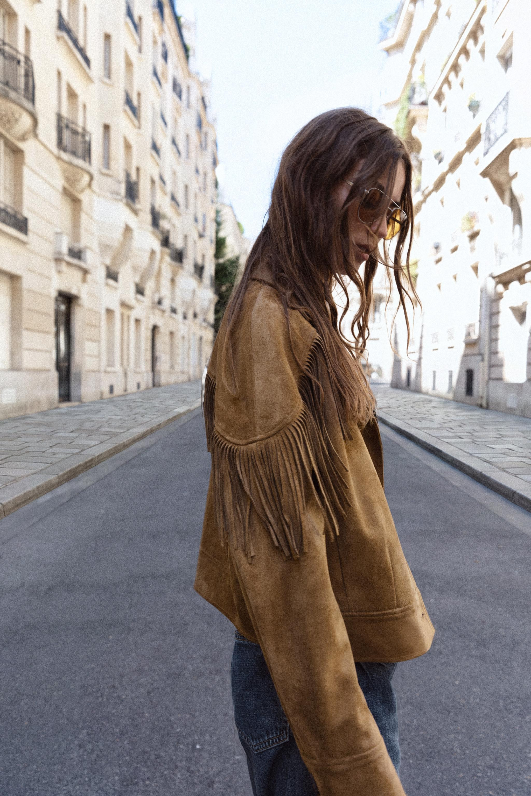 FAUX SUEDE FRINGE JACKET | Zara US