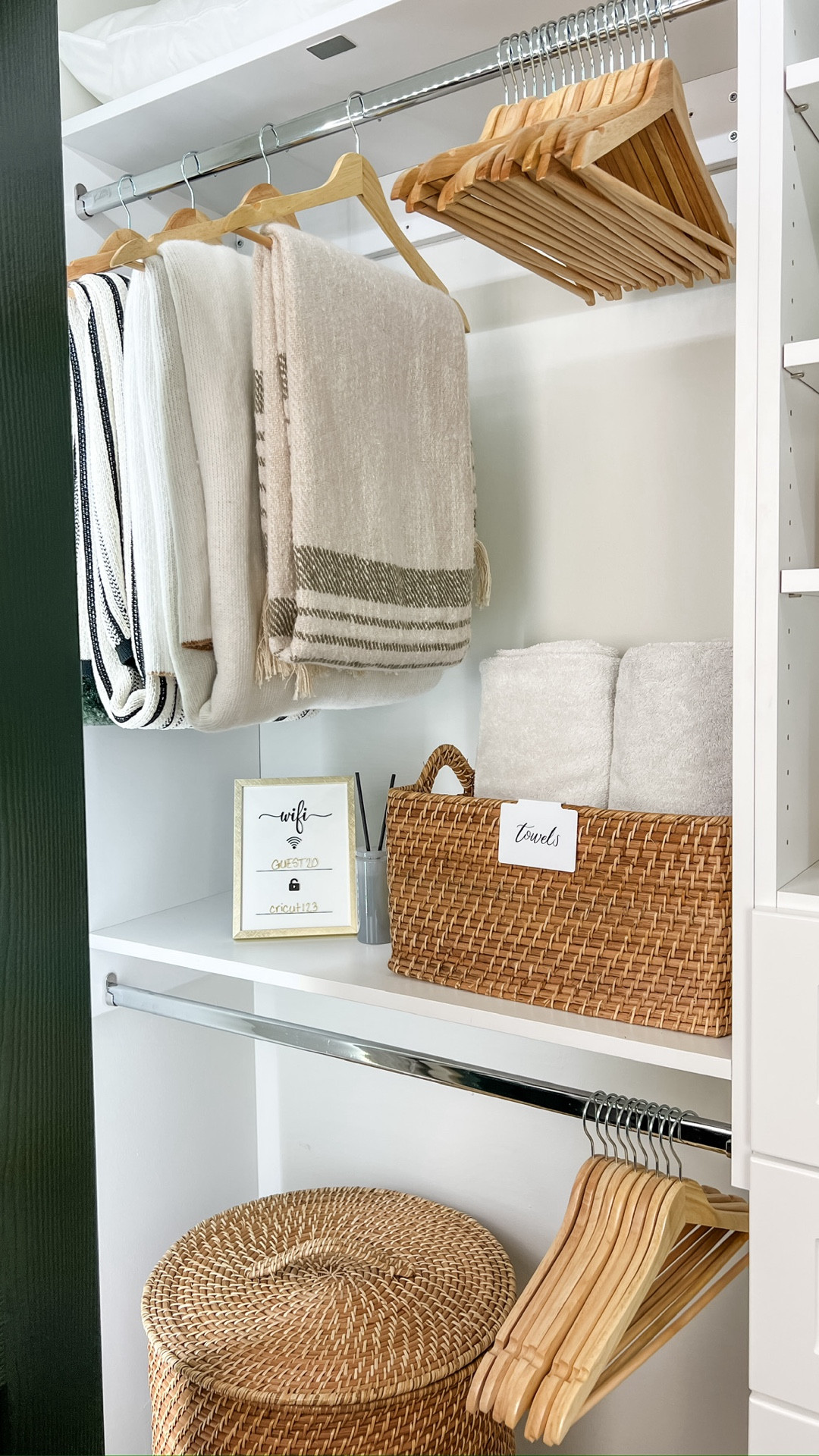I love spoiling my guests so I stock the guest room closet with everything they might need so they don’t have to ask. These Rejuvenation baskets are nice and thick so they can withstand a lot of moving around. And I always use good high quality linens for guests…actually nicer than I use for myself. 😅

#LTKHome #LTKSeasonal #LTKHoliday