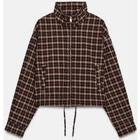 Zara - Checked Zip Jacket - Burgundy - Xl - Woman | Zara UK