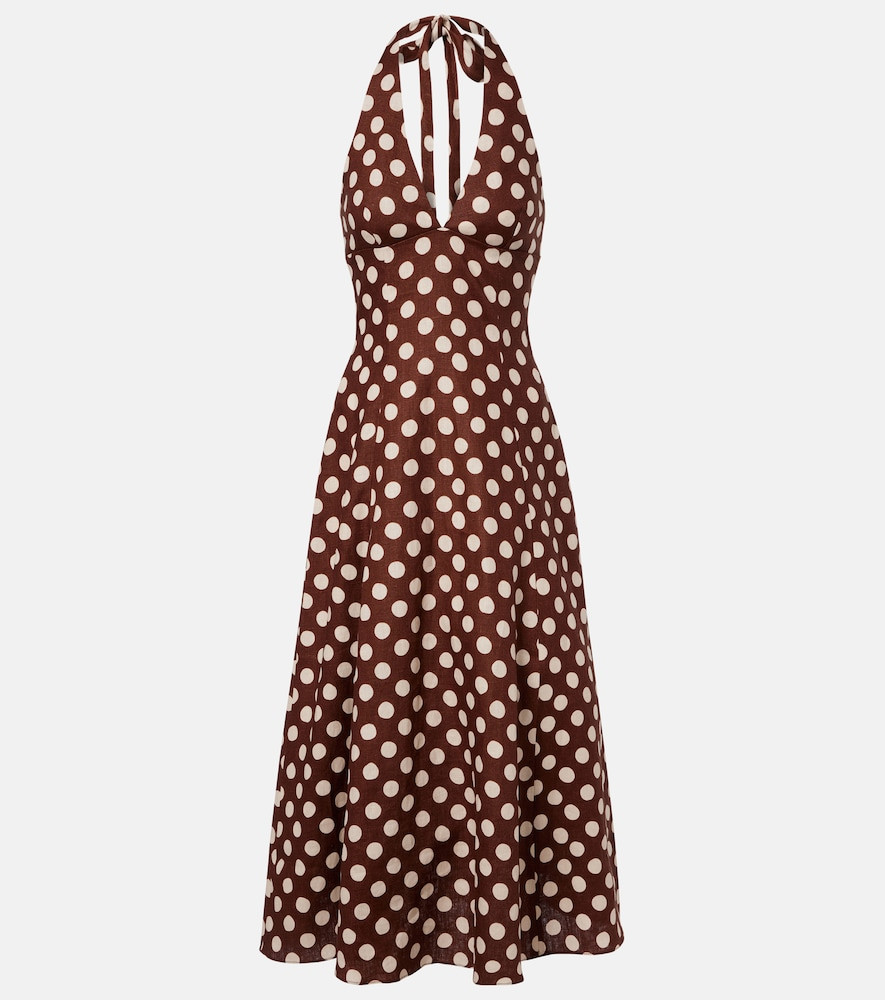 Faithfull Marais polka-dot linen midi dress | Mytheresa (US/CA)