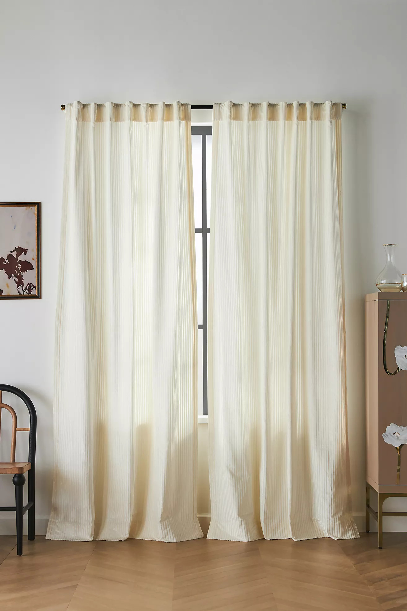 Fiora Ribbed Velvet Curtain | Anthropologie (US)