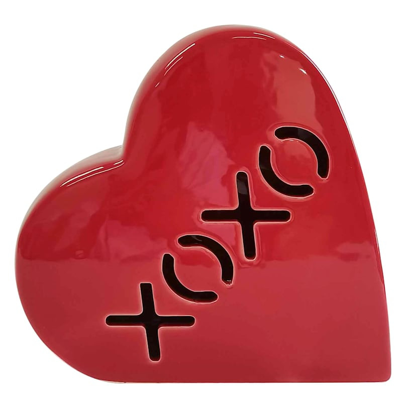 Red XOXO LED Ceramic Heart, 8" | At Home