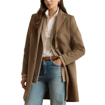 Lauren Ralph Lauren Longline Wool Blend Coat in New Vicuna at Nordstrom, Size 0 | Nordstrom
