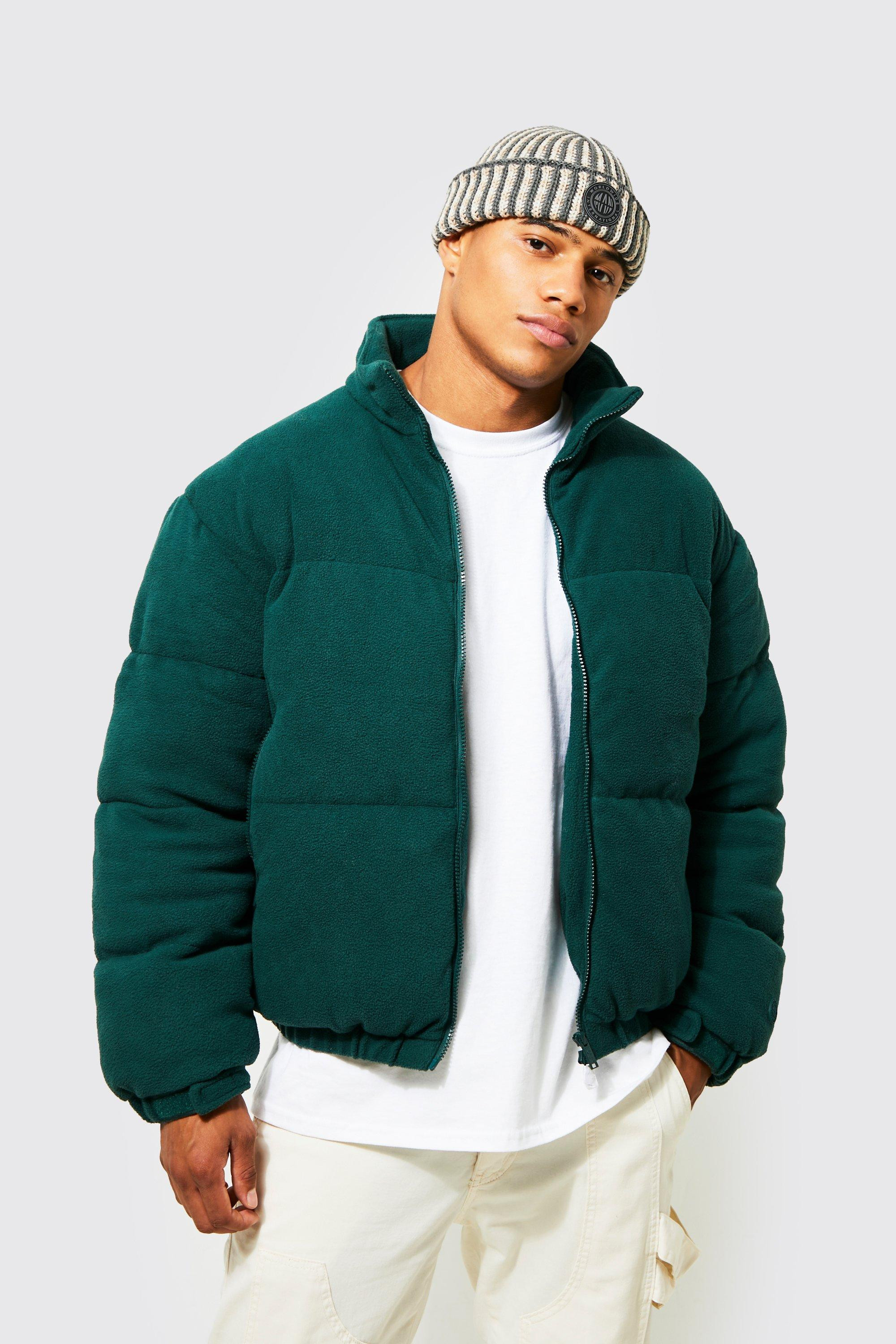 Fleece Boxy Funnel Neck Puffer | boohooMAN (US & CA)