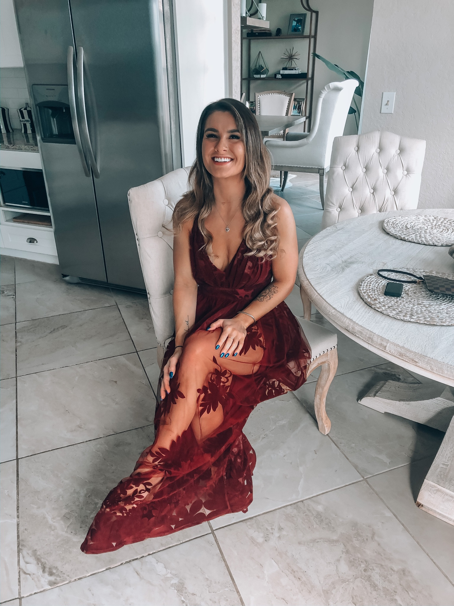 Morgan Formal Flocked Velvet Dress