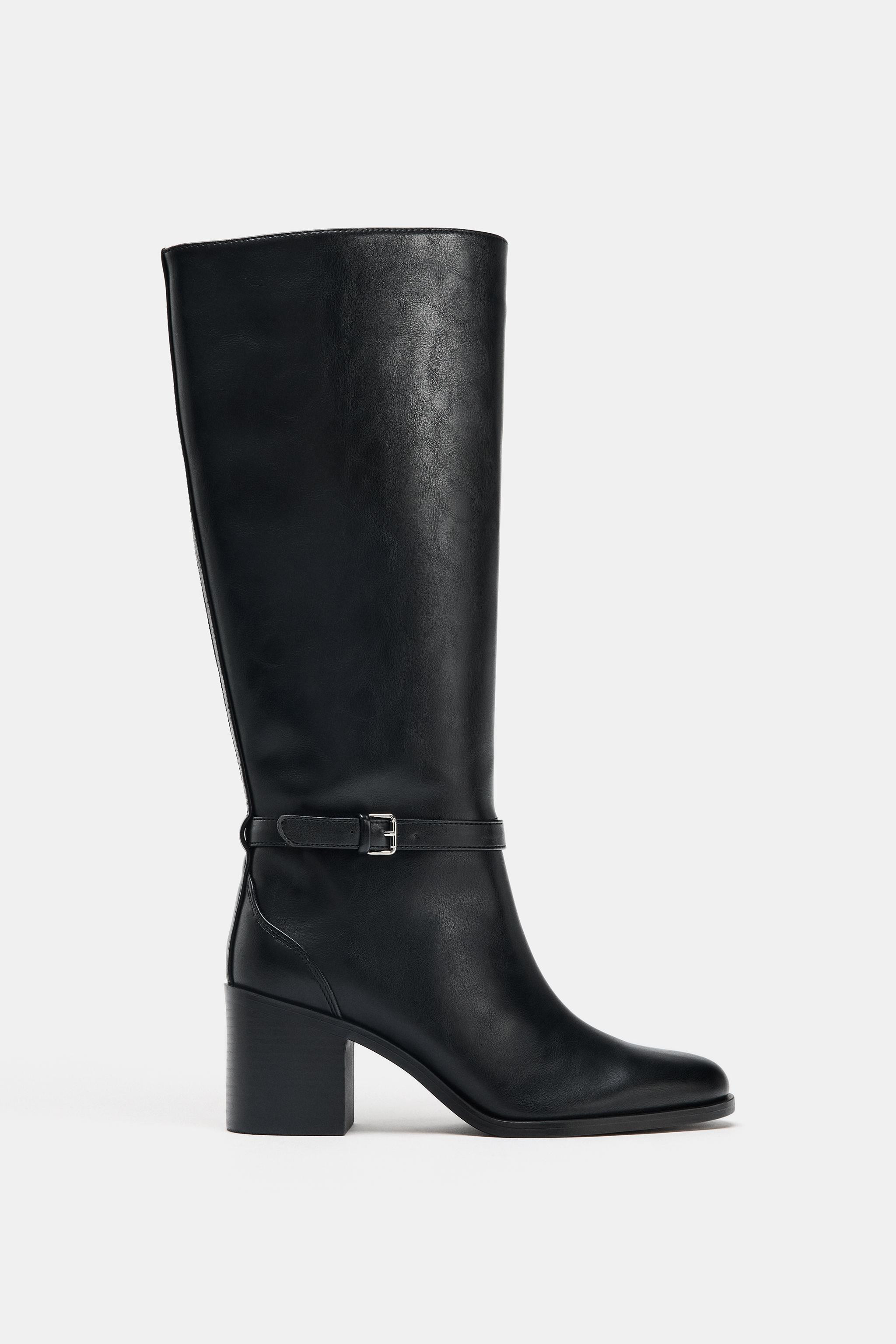 BUCKLE BLOCK HEEL BOOTS | Zara UK