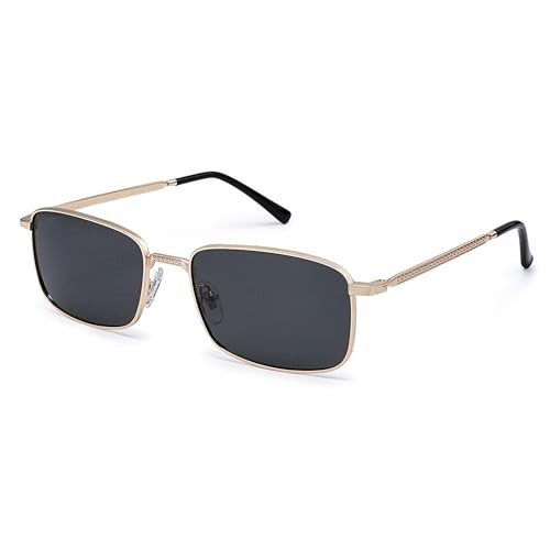 SOJOS Retro Vintage Rectangle Polarized Sunglasses Mens Womens Classic UV400 Metal Sunnies SJ1215, Gold/Black | Amazon (US)