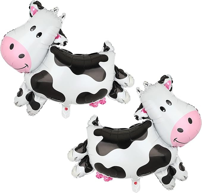 2 Pcs Cow Balloons Cow Shape Mylar Foil Balloon Baby Shower Girl One 1st Birthday Barnyard Farm A... | Amazon (US)