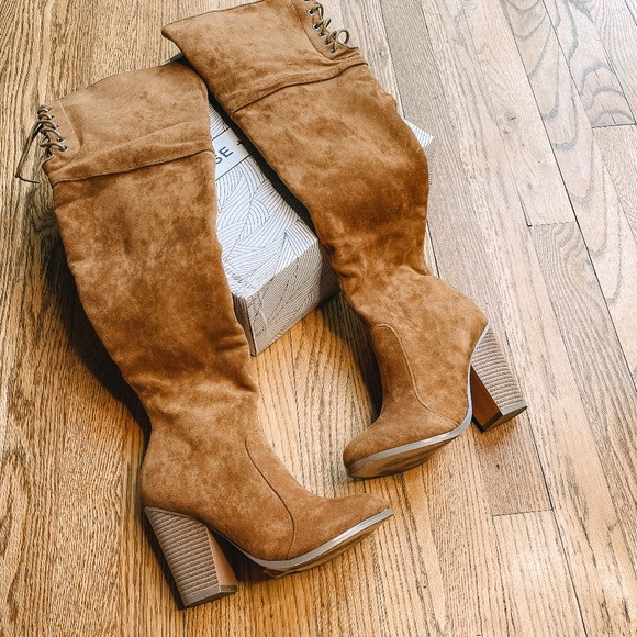 Over-the-Knee Boot in Tan Faux-Suede | Poshmark