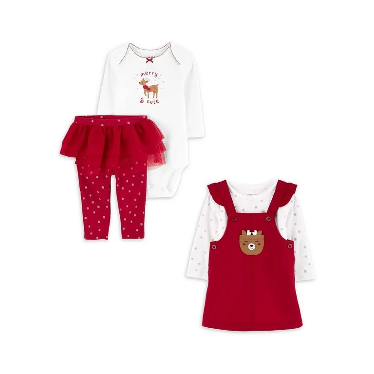 Carter's Child of Mine Baby Girl, Christmas Dress and Outfit Set, 4-Piece, Sizes Preemie-12 Month... | Walmart (US)