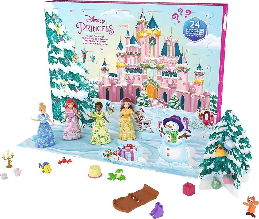 Amazon.com: Mattel Disney Princess Advent Calendar, 24 Days of Surprises Include 4 Princess Small... | Amazon (US)