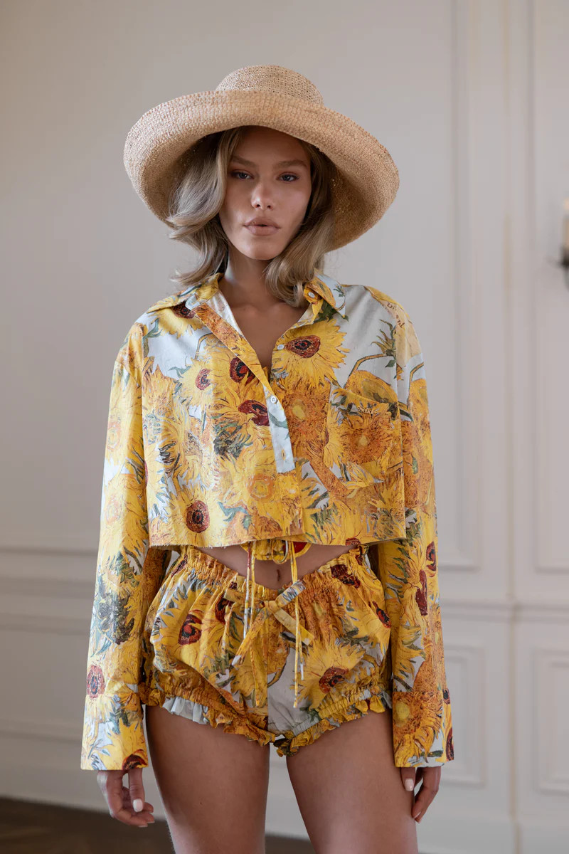 Sunflowers Cropped Blouse | Selkie Collection