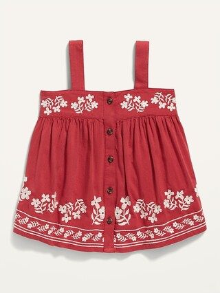 Sleeveless Button-Front Embroidered Swing Top for Toddler Girls | Old Navy (US)