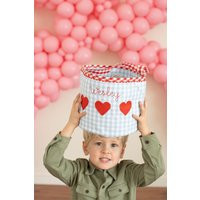 Boys Personalized Valentine's Day Bucket, Blue Gingham Bag, Gift For Kids, Heart Bag Card Exchange Bag | Etsy (US)