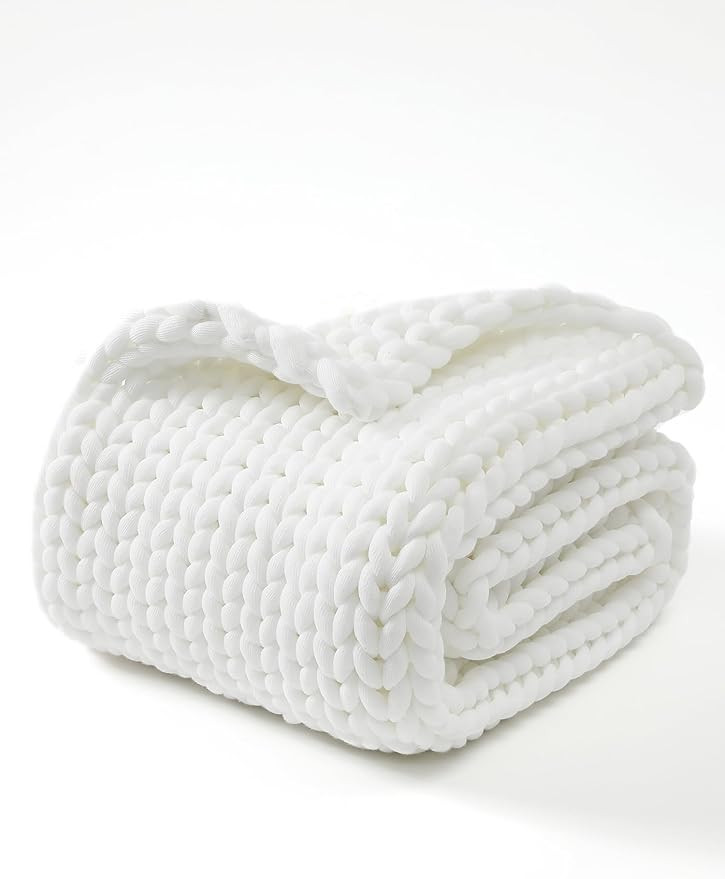 YnM Chunky Throw Blanket, Medium-Weight, Hand Knitted, Skin Friendly, Ventilated and Breathable, ... | Amazon (US)