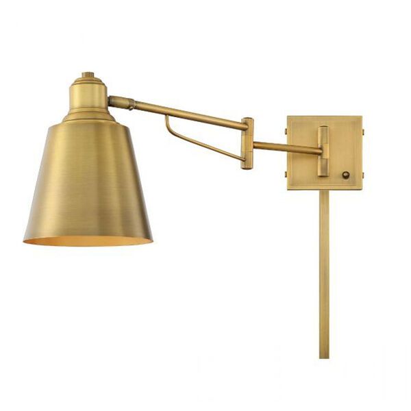 Essex Natural Brass One-Light Adjustable Wall Sconce | Bellacor