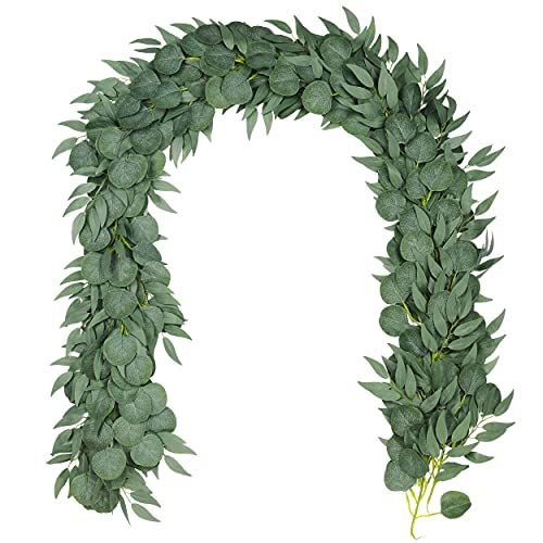 TOPHOUSE 6.5 Feet Artificial Eucalyptus Garland with Willow Leaves Vines Twigs Greenery Leaves Garla | Amazon (US)