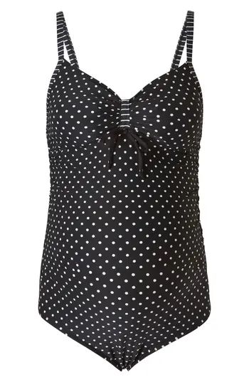 Women's Noppies Dot One-Piece Maternity Swimsuit, Size X-Small/Small - Black | Nordstrom