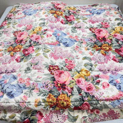 vintage ralph lauren comforter queen cotton blue red floral usa y2k 90s allison  | eBay | eBay US