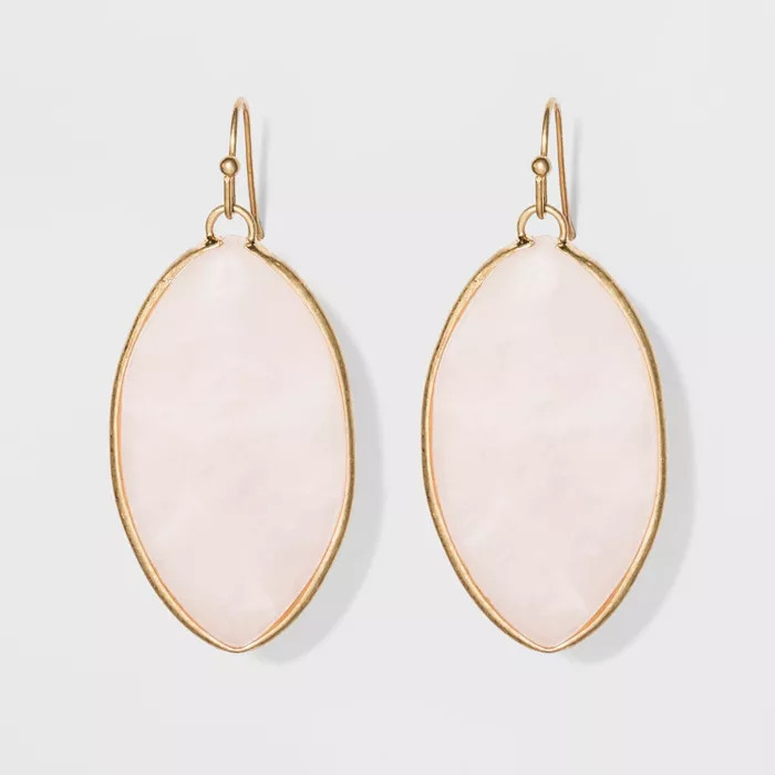 Marquis Shape Semi-Precious Rose Quartz Drop Earrings - Universal Thread™ Light Pink | Target