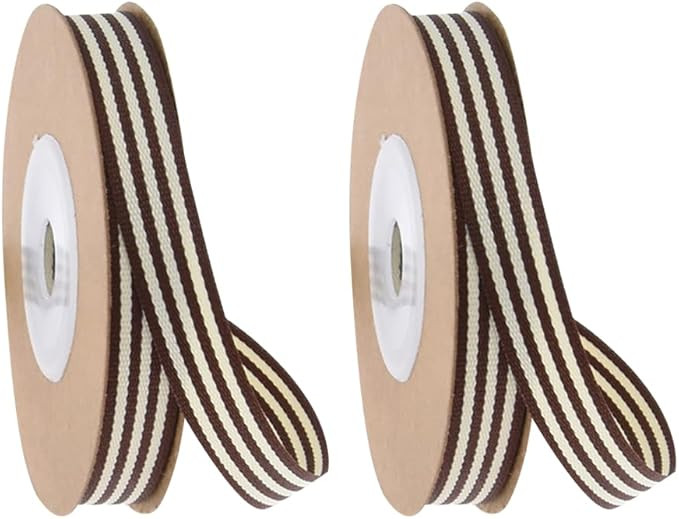 2 Rolls Grosgrain Striped Ribbon Gift Wrapping Ribbon Christmas Stripe Ribbon Fabric Craft Ribbon... | Amazon (US)