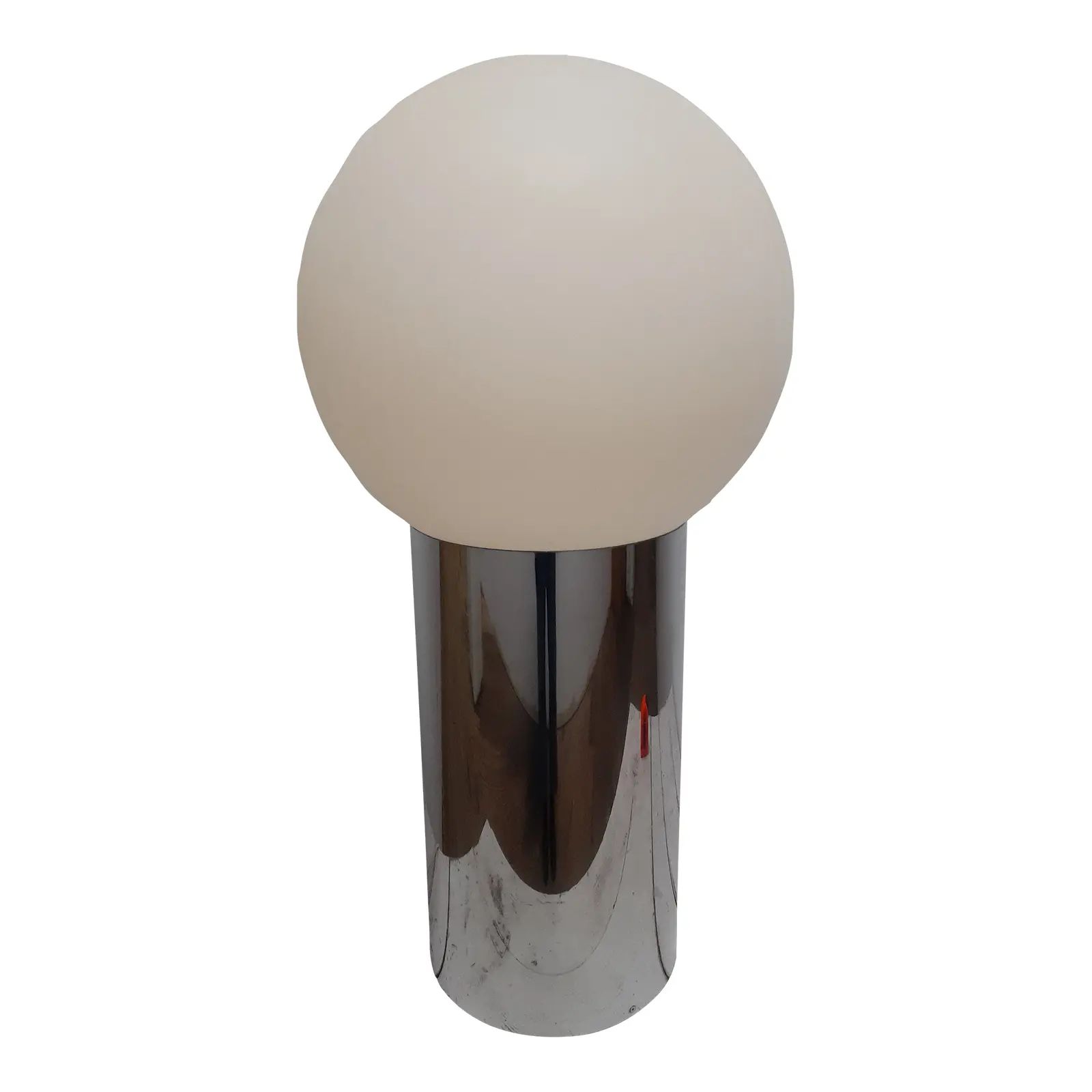 Mid-Century Tall Minimalist Chrome Barrel Globe Lamp in the Style of Sonneman | Chairish